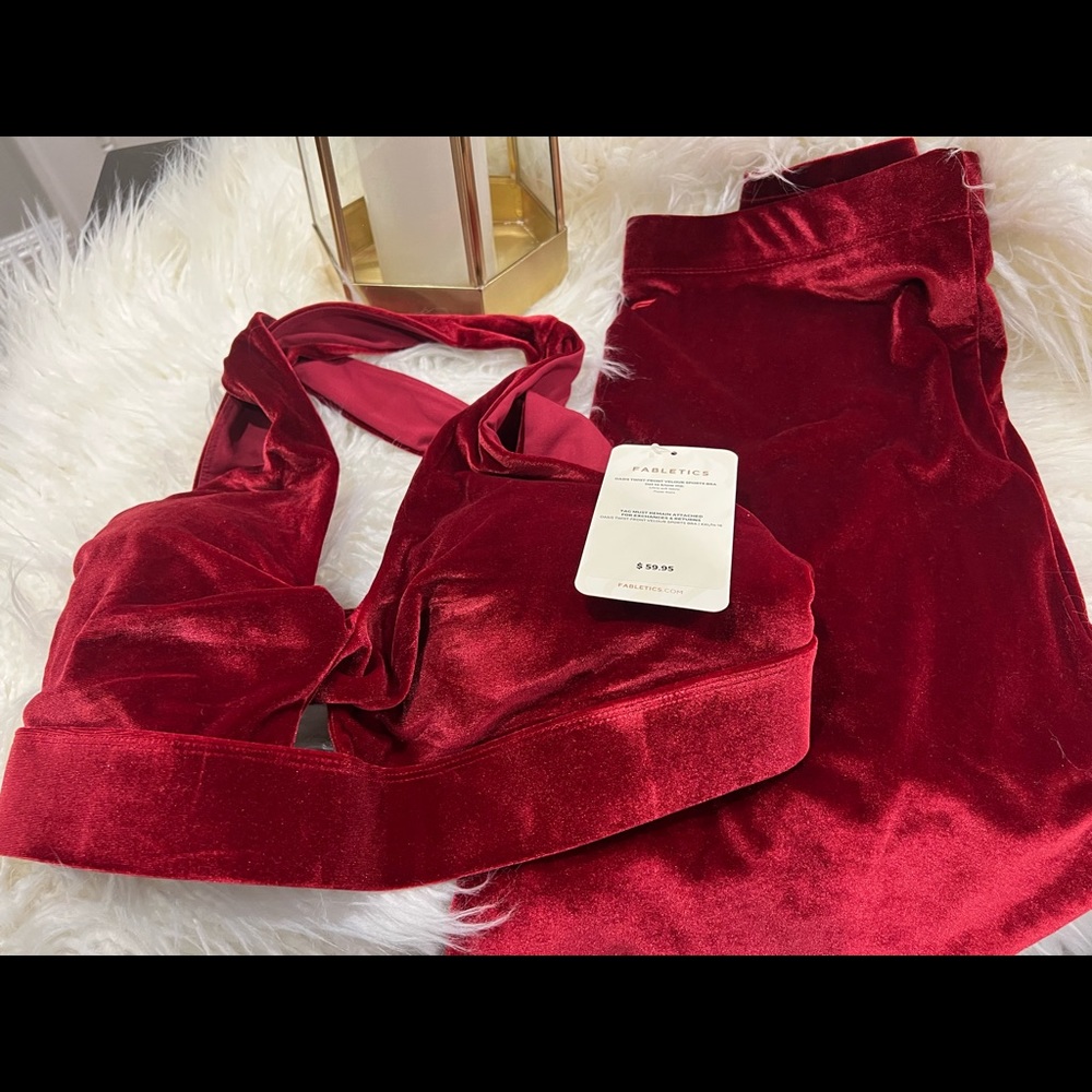 Fabletics Emma velour sports bra and matching leggings!